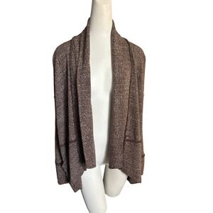 Roots Canada Women's Shawl Collar Cardigan Sweater Brown Speckled Knit‎ Large
